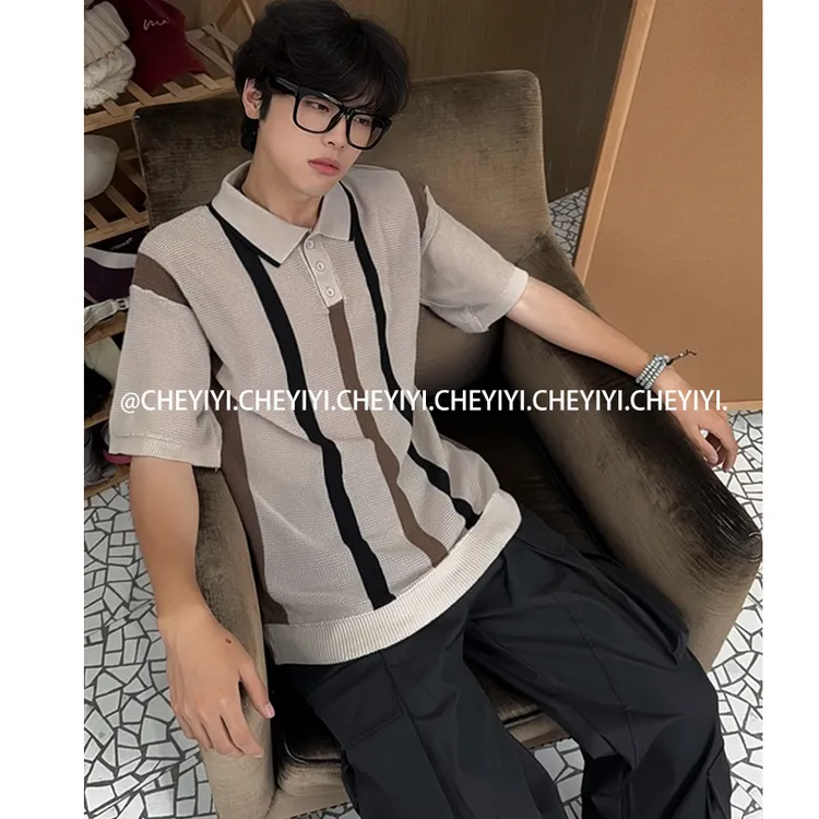 [CHEYIYI] 高级感老钱风轻薄显瘦短袖POLO领男女针织衫短袖T恤
