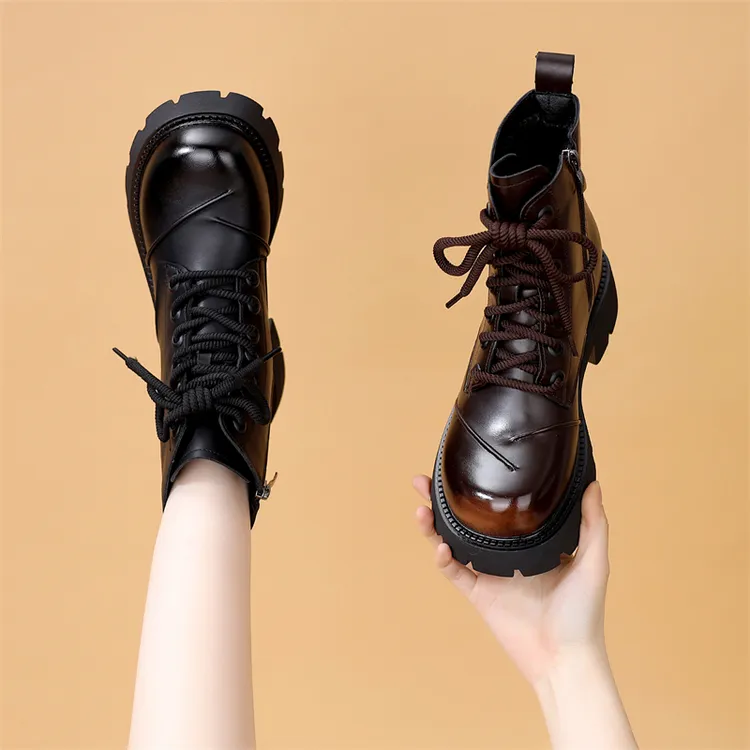 厚底增高英伦马丁靴女2025秋冬新款爆款短靴女显脚小棉靴子大码41