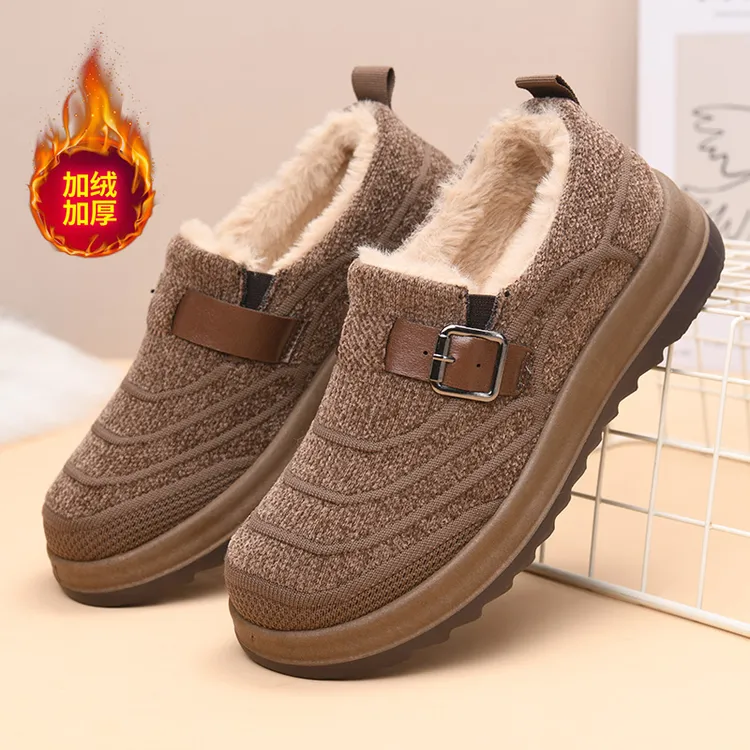 2025冬季潮流加绒加厚保暖女士休闲棉鞋平底勃肯鞋新款老北京布鞋