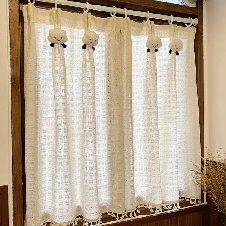 法式纱帘飘窗窗帘小窗户短款半帘遮挡咖啡厅厨房隔断门帘柜子遮丑