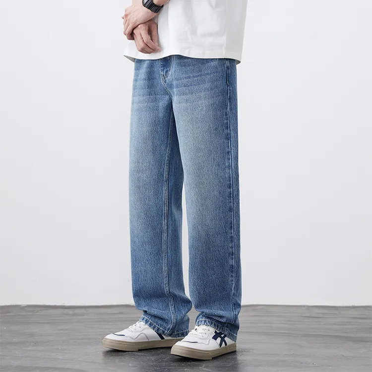 新塘蓝色男士春季牛仔裤春秋休闲百搭夏季复古薄款宽松水洗8507