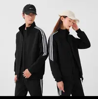 黑色运动外套男士春秋季新款三条杠户外休闲跑步卫衣套装LZ030