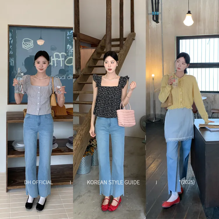 DHOFFICIAL大花【私服牛仔】不规则裁边高弹韩版牛仔裤高级感穿搭