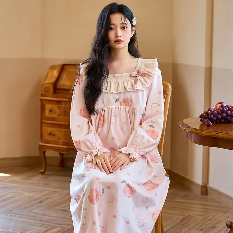 珈莹艾长袖哺乳睡裙春秋产后怀孕期孕妇睡衣家居裙待产月子服6209