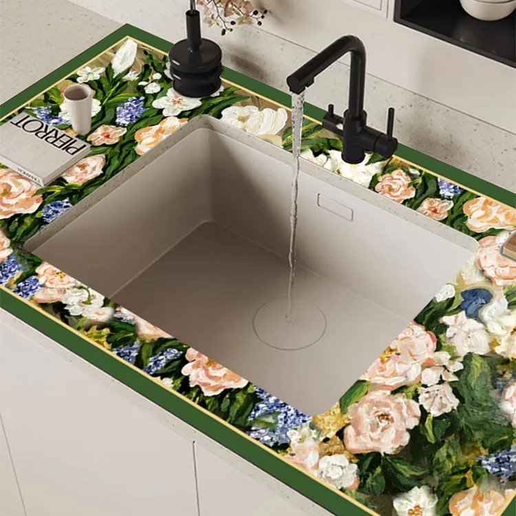 自由裁剪洗手台洗碗池厨房美式吸水垫硅藻泥水龙头台面垫沥水垫