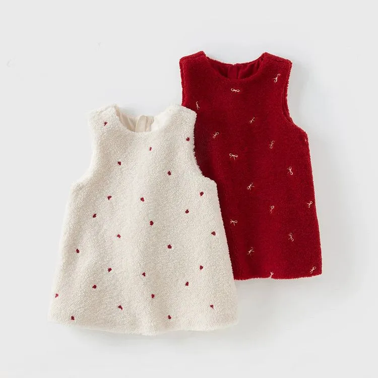 YeeHoO英氏【断码】童装冬季儿童毛绒背心裙冬装新款连衣裙女童保暖