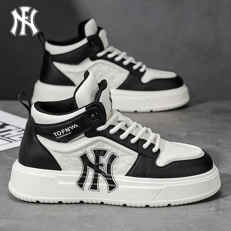 FN板鞋男款2025秋季新款小白鞋复古百搭增高4CM宽楦软底运动鞋子