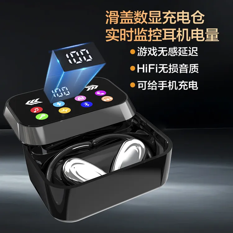 【可以给手机充电】滑盖开放式耳机2025新款科技彩屏超长续航耳机