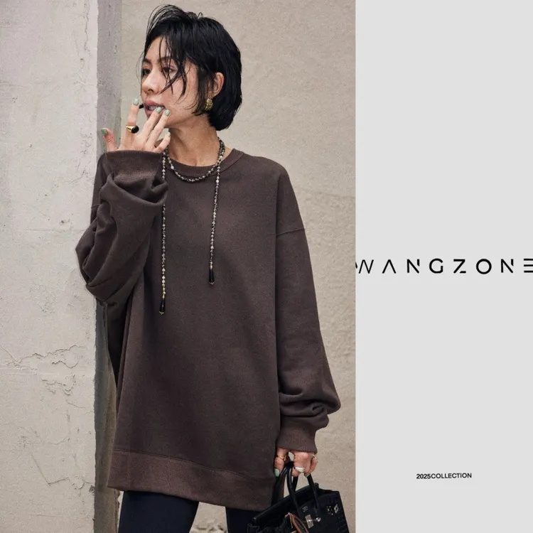 WANG ZONE｜美拉德复古老钱风廓形慵懒感圆领百搭卫衣