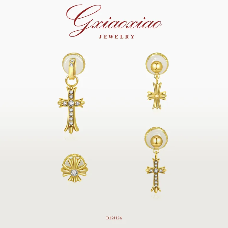 G XIAOXIAO耳饰【高定版】气质时尚十字花四件套耳环F18H80新年礼物