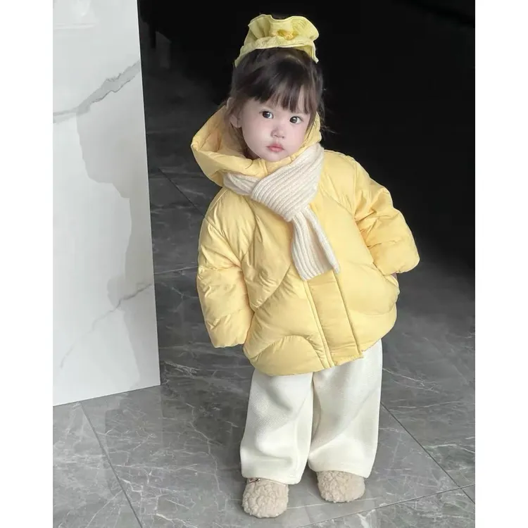 25年冬季新款奶黄包鹅黄色女童棉服大衣加厚棉保暖可爱中长款大衣