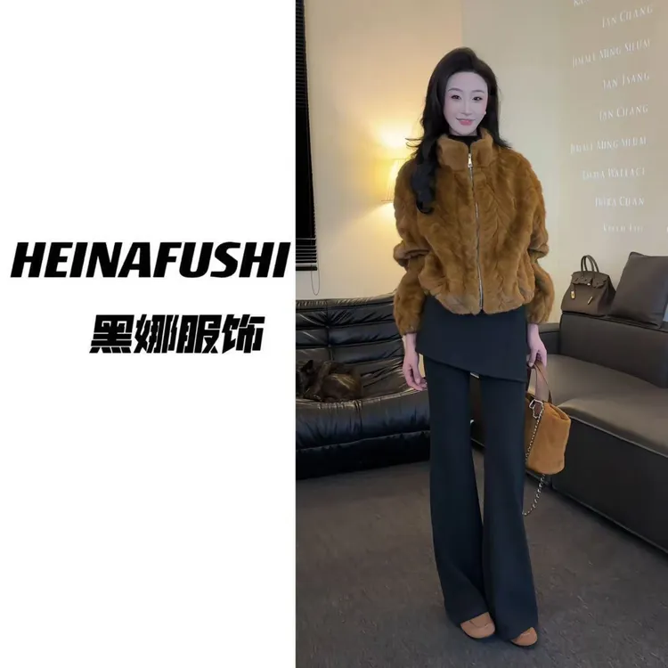 HEINA【长腿欧尼】显瘦假两件加绒屁帘裤065