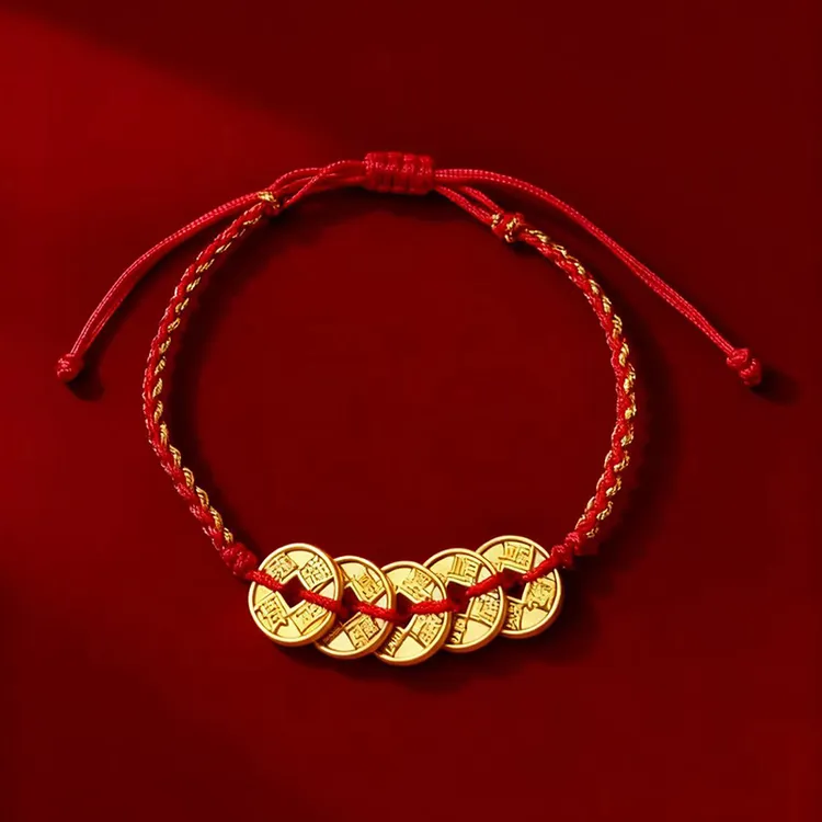 九华山 铜合金布艺手链 2026马年九华灵韵五帝护法手绳本命年红绳