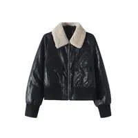 2025冬明星同款复古美式绵羊皮短款毛领皮衣外套QP-QBJ