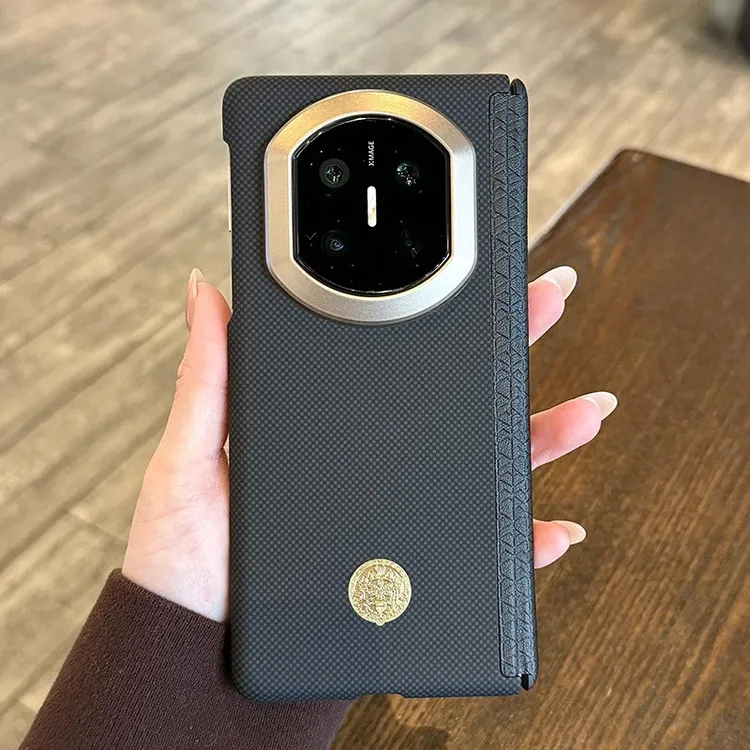 黄财神纤维纹适用华为MateX7/X6/X5双中轴保护超薄手机壳套mate80