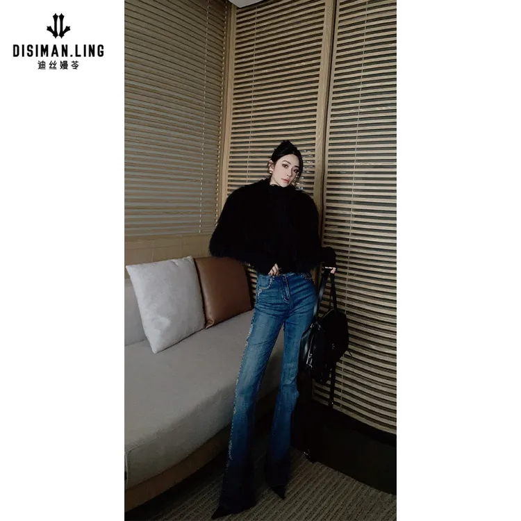 【迪丝嫚苓】100%貂子毛黑色皮草气质百搭原创设计师优雅感秋冬保暖