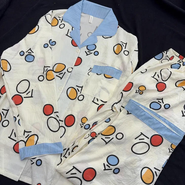 大码300斤多巴胺夏季新款睡衣女长袖长裤加肥加大家居服网红宽松