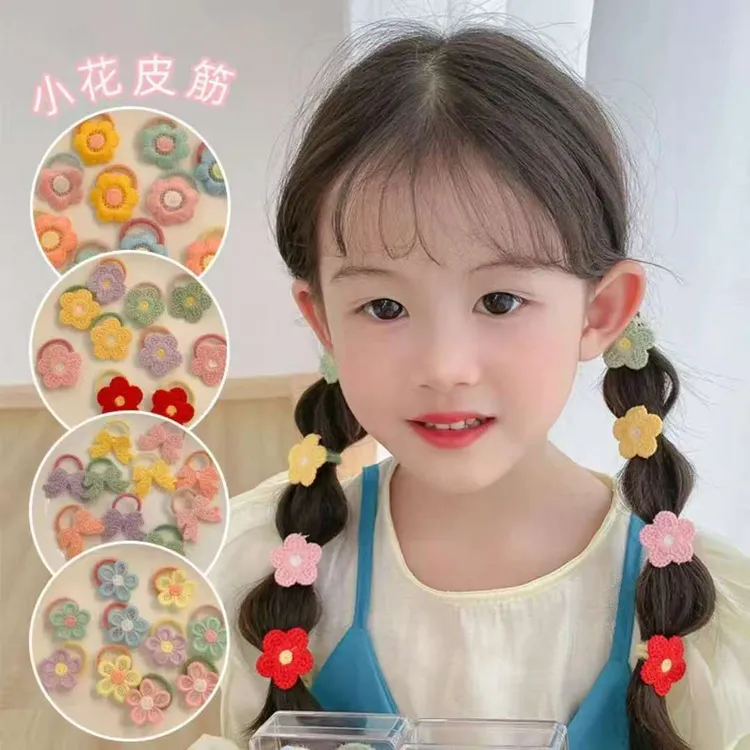 【俏萌宝】发饰新品 韩版刺绣花朵皮筋发圈皮筋可爱不伤发儿童弹性