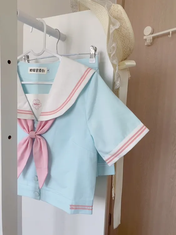 甜猫酱小蓝樱原创正版水手服jk制服校供学院风短袖套装夏季日系