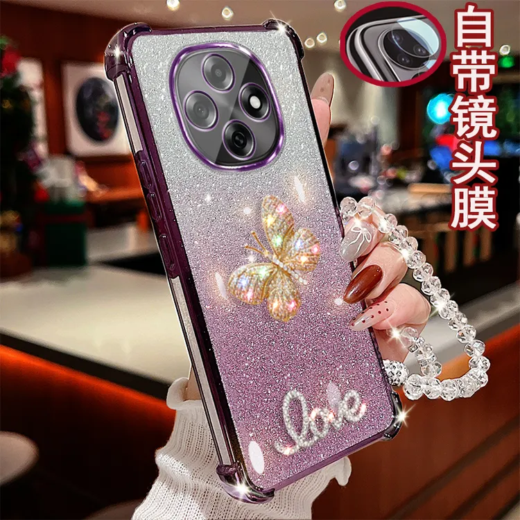 适用oppo a6pro手机壳PLN110镶钻彩蝶四角气囊防摔保护套镜头全包