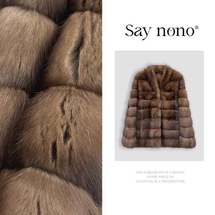 懒猫nono│Saynono 进口高奢原色横排立领紫貂皮草外套 H56292X