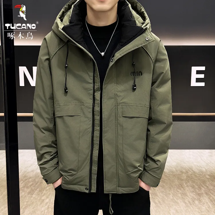 TUCANO/啄木鳥羽绒服2025新款啄木鸟男装羽绒保暖连帽拼接外套