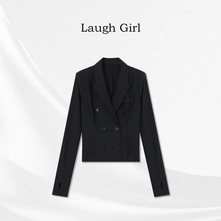 楚楚君 Laugh girl【鎏金夜影】纯欲深V双排扣显瘦外套WL531133J