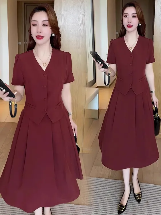 时尚连衣裙套装女2025夏季新款洋气质小香风短款开衫半身裙两件套