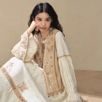 七月夕【南枝】汉服v领绣花马甲内搭长袖连衣裙汉元素时尚女时尚