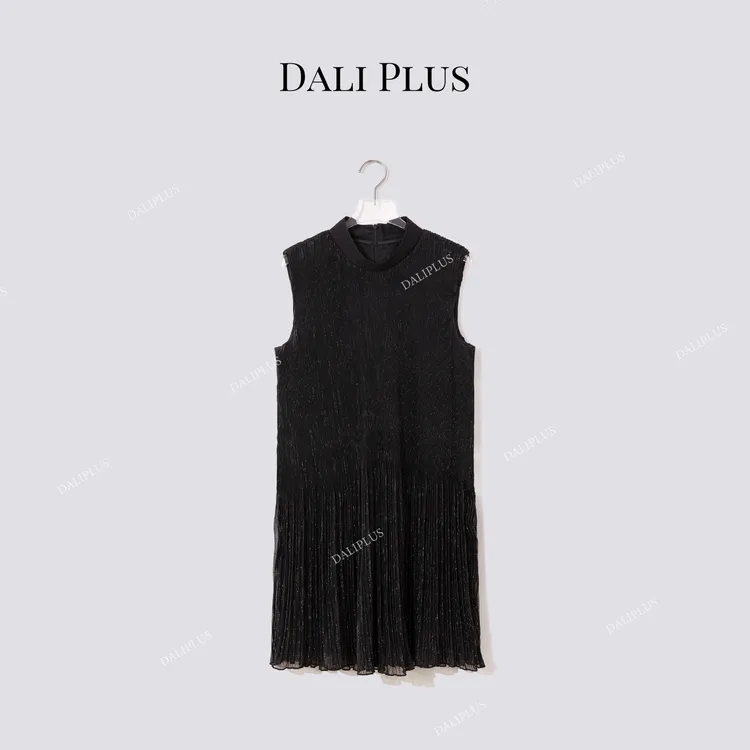 DALI PLUS“三宅风蚕丝褶皱”高温压褶工艺无袖连衣裙-D5ST1236
