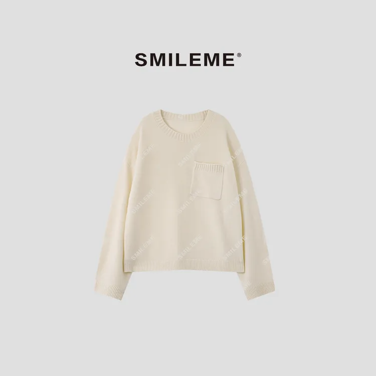 SMILEME【恒温暖流】秋冬季‘100%羊毛'保暖口袋加厚毛衣 MK10425411