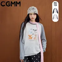 CGMM/橱柜密码秋季新款趣味图案时尚撞色插肩袖毛衣DSOMB5182