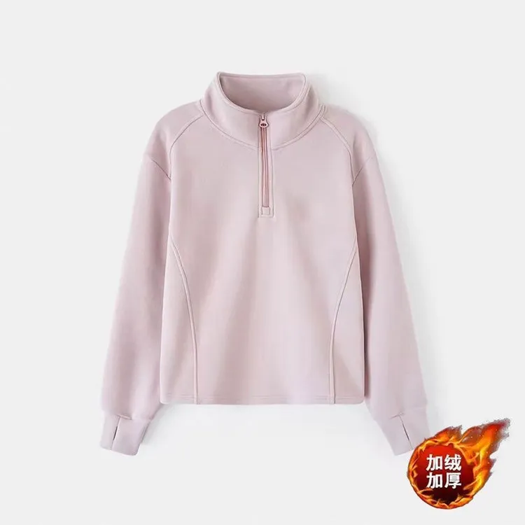 女童秋冬德绒加厚卫衣儿童女宝宝半高领时尚洋气休闲保暖长袖上衣