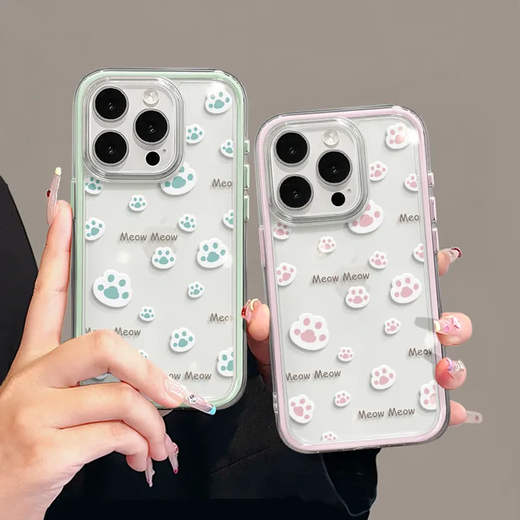 涂鸦猫爪适用苹果17pro手机壳16pm三合一炫彩华为p荣耀oppo小米15