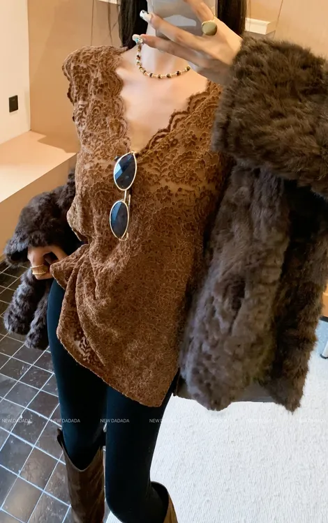 利达 NEW DADADA蕾丝针织时尚镂空显瘦高级感休闲百搭马甲CGM975