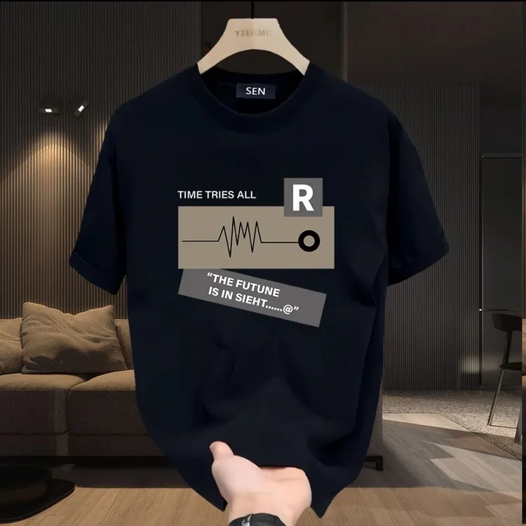 雅鹿男装纯棉短袖T恤男士时尚休闲夏季宽松百搭清仓潮流印花半袖