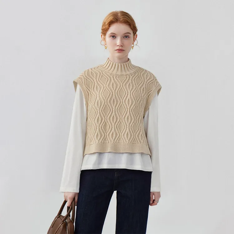 复古立领拼接假两件长袖针织衫女设计感小众时尚上衣2025秋季新款
