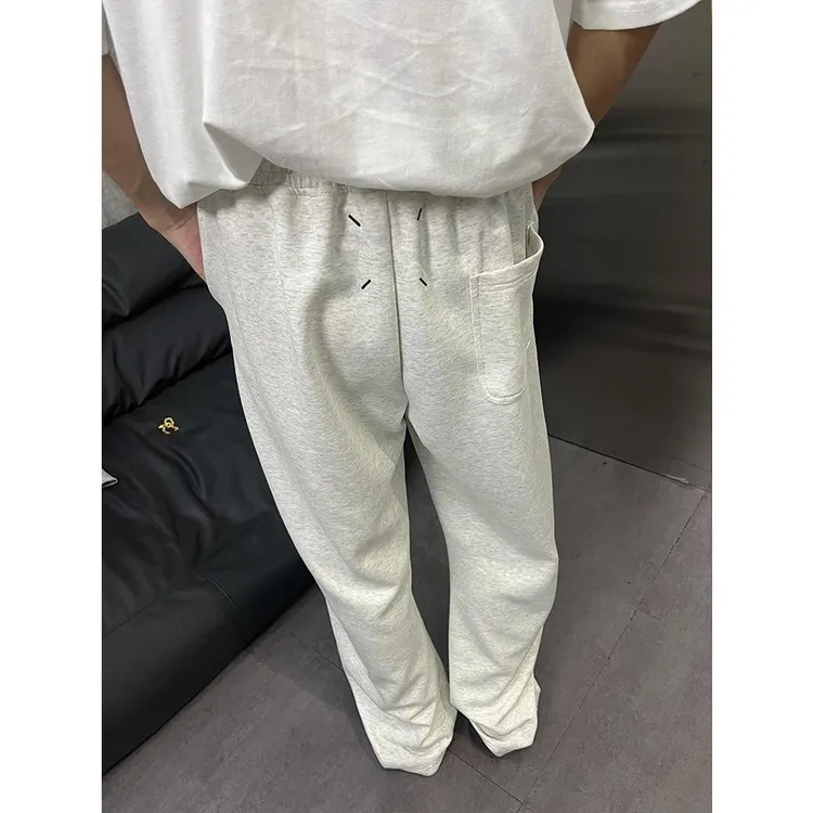 秋季重磅弯刀裤男宽松直筒拖地卫裤休闲运动灰色长裤女潮