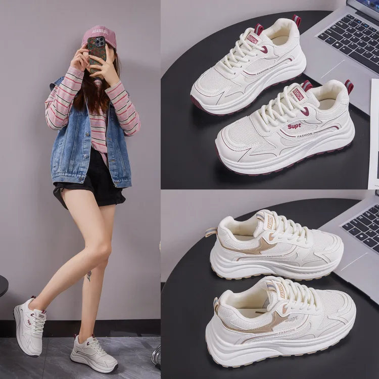 2025秋季新款女鞋网红薄款老爹鞋时尚阿甘鞋休闲运动网面旅游鞋