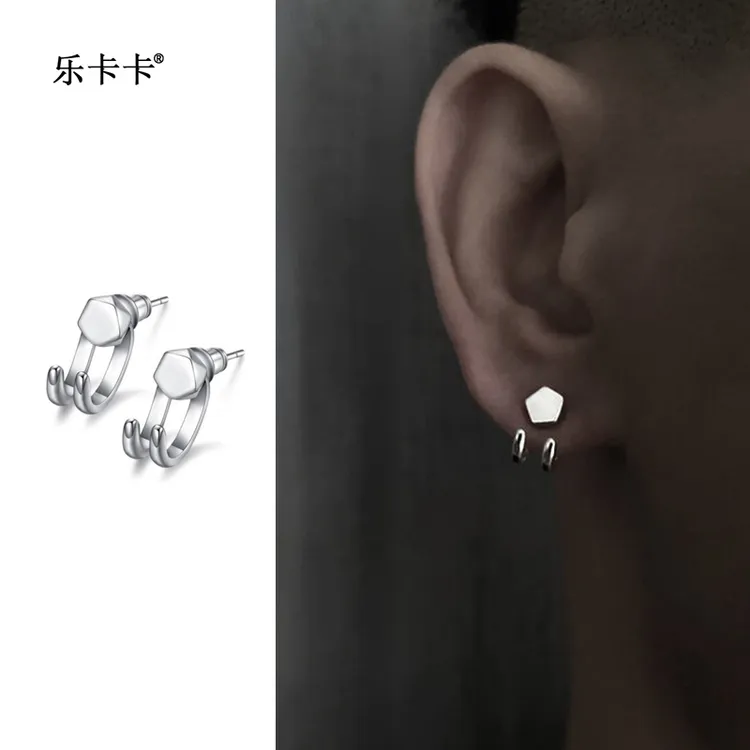 纯铜耳饰 欧美耳饰简约冷淡风耳环ins潮流百搭个性小众设计耳钉男