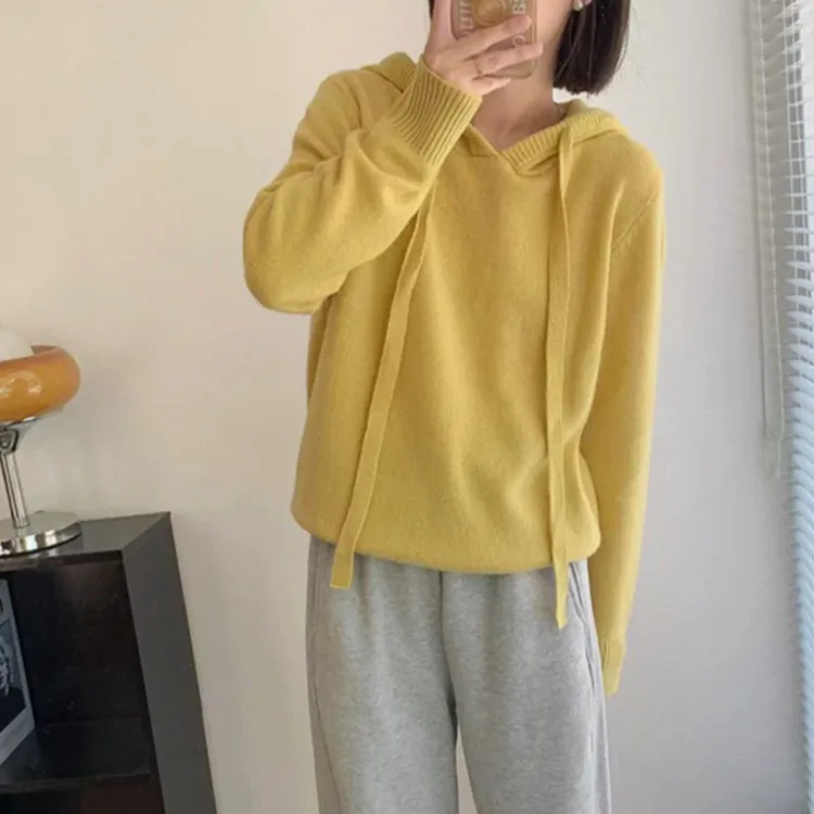 特！门店27&9！连帽套头抽绳女式针织衫Z00611