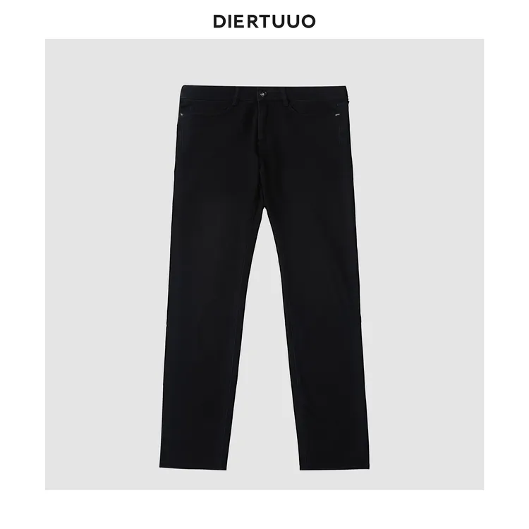 DIERTUUO迪途-2575男士秋冬时尚百搭黑色简约修身水洗直筒牛仔裤