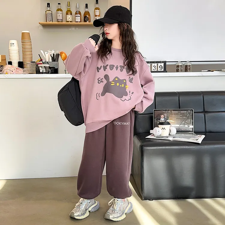 女童套装秋装2025新款洋气儿童春秋季4-16岁卫衣儿童时髦两件套潮