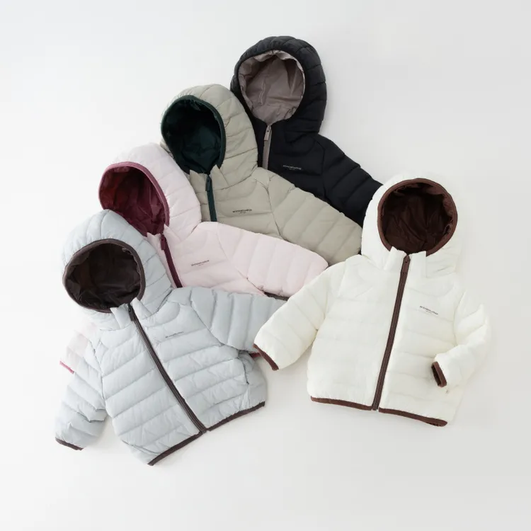 男女童常规款纯色宝宝连帽加厚外套秋冬季上衣保暖羽绒服拉链衫冬