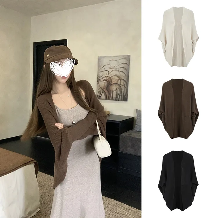 Moses Queen/魔西女王慵懒气质针织外搭开衫蝙蝠袖披肩毛衣外套