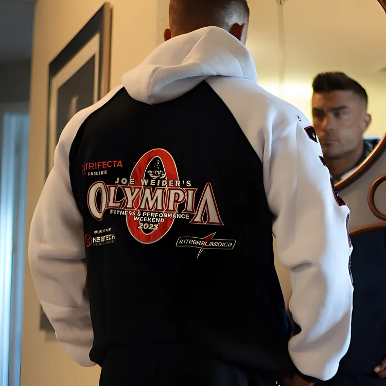 2024奥赛60周年纪念外套健身olympia加绒秋冬款刺绣宽松连帽卫衣