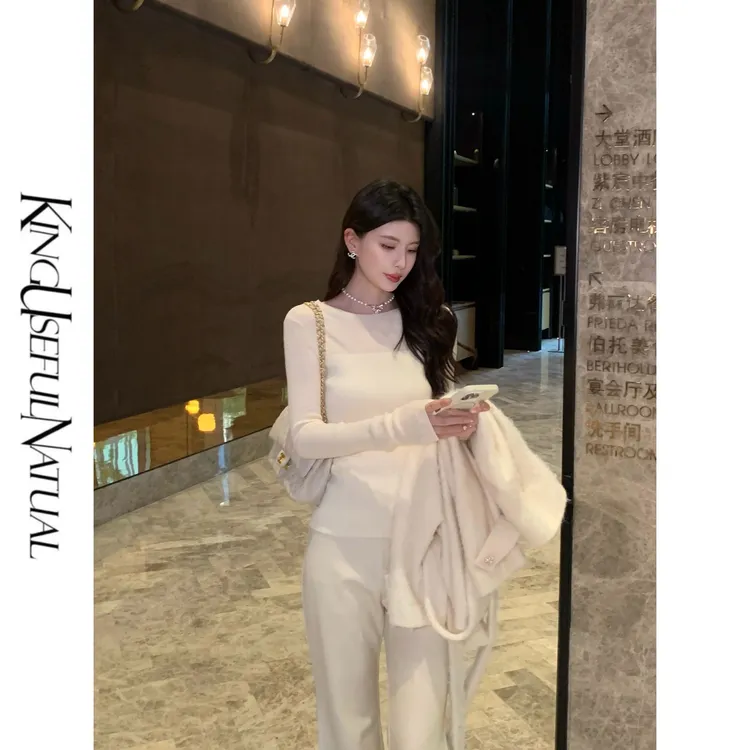 KUN【白昼】时髦层次 高级多织拼接微透肌理薄款针织打底衫上衣