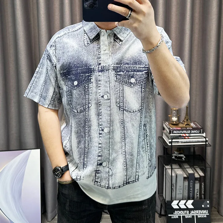 高端美式印花短袖polo衫男2025夏季新款翻领半袖休闲潮流男装t恤