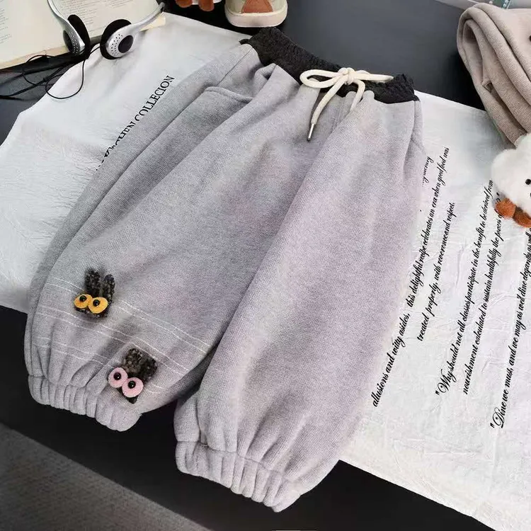 加厚糕糕绒冬季韩版束腿保暖休闲卫裤男女童适用