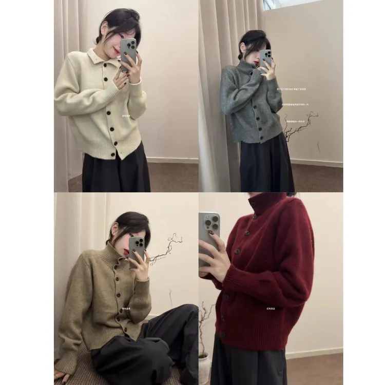 秋冬流行慵懒风穿搭女2025新款韩版宽松显瘦百搭纽扣针织开衫上衣
